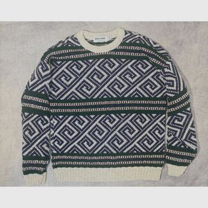 Vintage New Era M Made USA Geometric Grandpa Sweater